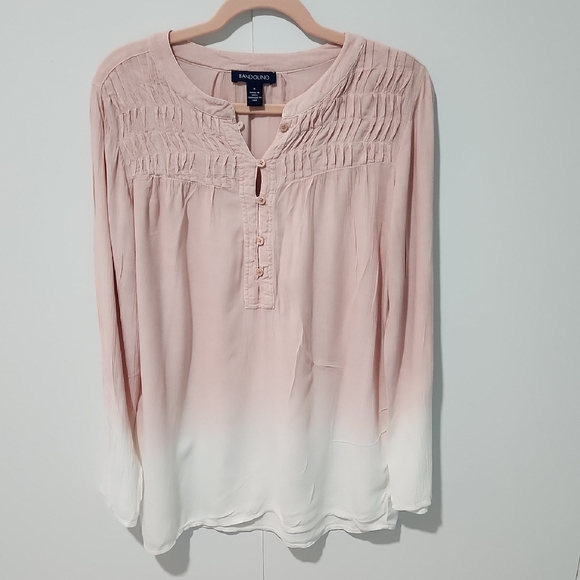 Bandolino Tops - Bandolino Umbra Pink and White Smocked Long Or 3/4 Sleeve Blouse- Size Medium